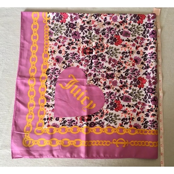 💓Juicy Couture Floral Pink Gold Chain Scarf Cover - Picture 5 of 10